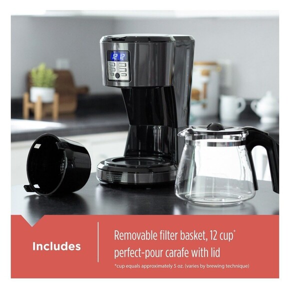BLACK+DECKER 12-Cup Coffeemaker Programmable Vortex Technology - Black - Picture 3 of 6